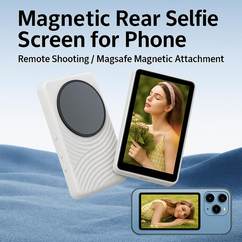 Vlog Selfie Monitor Screen Magnetic Vlog Monitor for Iphone/Samsung - Wireless 1080P and Wired 30Fps Recording, Phone Rear Camera with Built-In IE Screen for Live Streaming