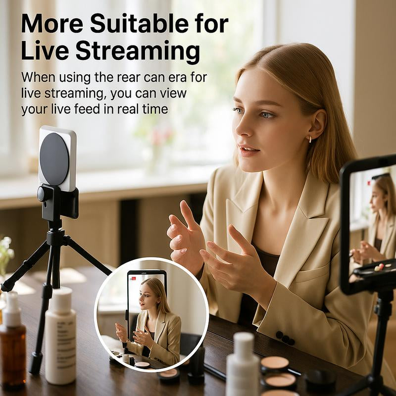 Vlog Selfie Monitor Screen Magnetic Vlog Monitor for Iphone/Samsung - Wireless 1080P and Wired 30Fps Recording, Phone Rear Camera with Built-In IE Screen for Live Streaming